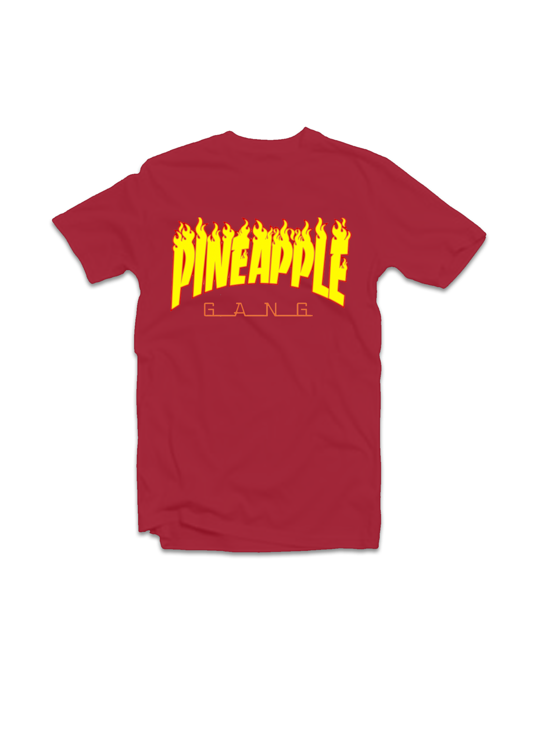 Pineapple Gang Thrasher Style T-Shirt (Dark Red)